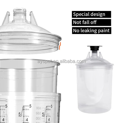 Hot Sale Manufacture 800cc Plastic Disposable Paint Mixing Spray Gun Cups