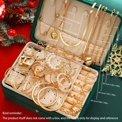 Perfect for Daily Wear 54pcs Christmas Jewelry Set - Elegant&Simple Ring,Earrings,Necklace,Bracelet for Women | Holiday Gifting