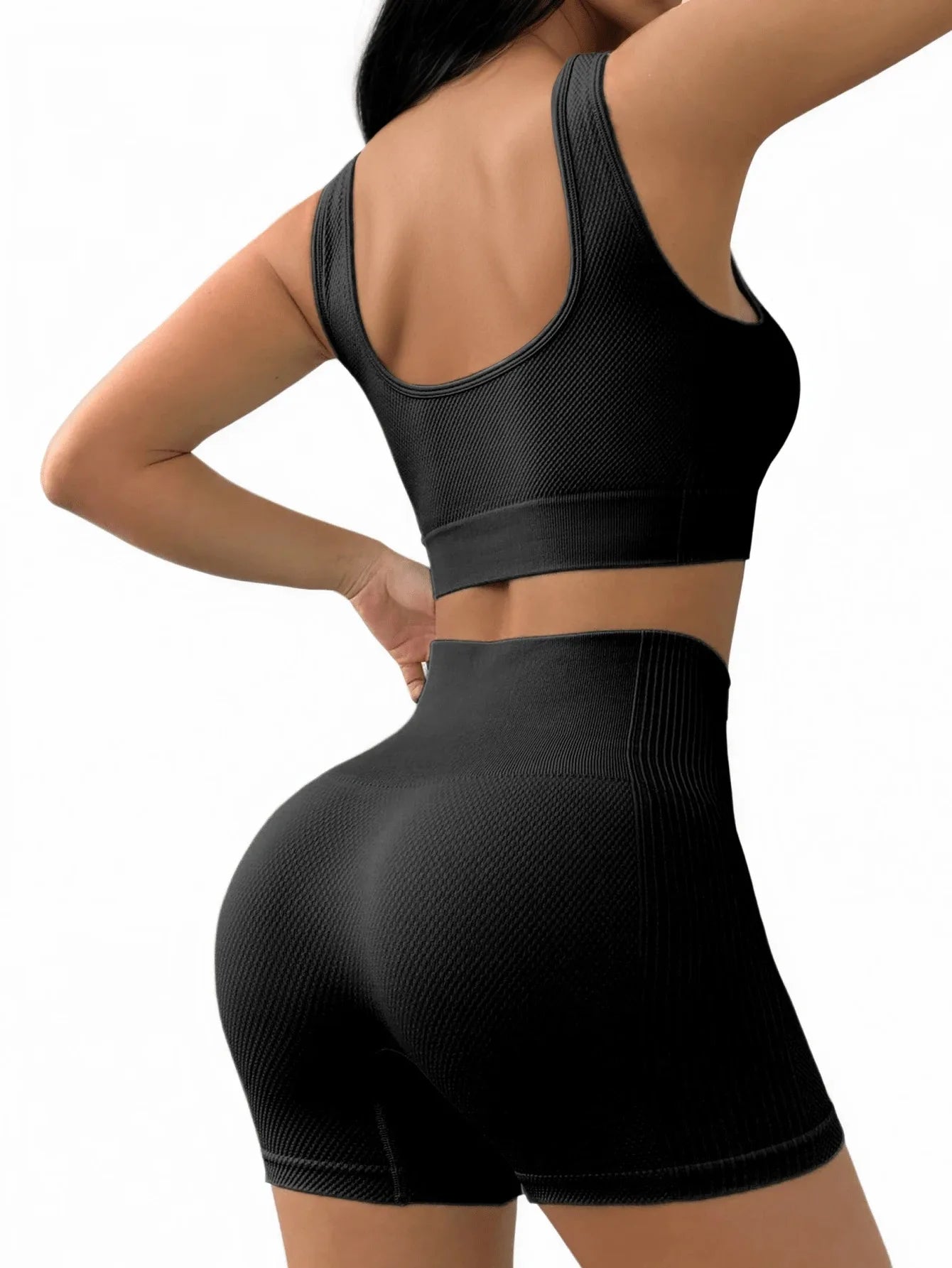 2Piece Workout Sets for Women Seamless High Waist Yoga Shorts With Sports Bra Outfits