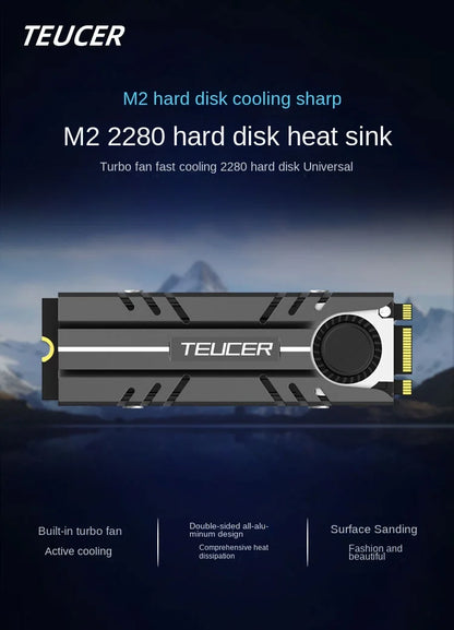 TEUCER M.2 2280 NVME SSD Cooling Vest Radiator Heat Sink with Fan in Stock