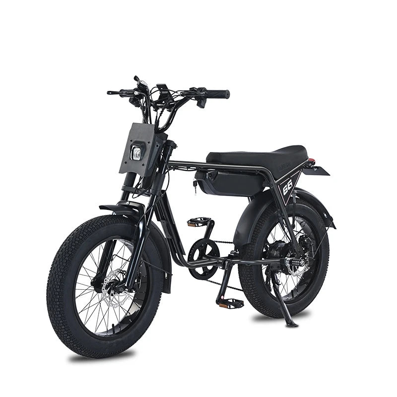 20-Inch Fat Tire Rear Hub Motor 750W Electric City Bike for 2 People with Foot Pegs-Snow & Beach Retro Style