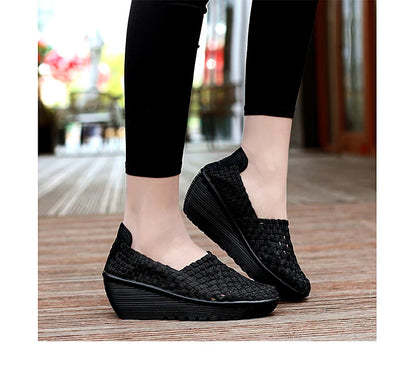 New Women Sneakers Summer Casual Shoes Woven Flat Platform Women's Shoes Breath Loafers Lady Footwear Soft Zapatos Plus Size 42