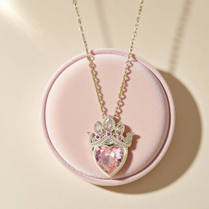 A Lovely Crown Pink Necklace Temperament Clavicle Chain Suitable for Daily Wear Titanium Steel