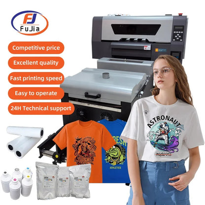 Multicolor XP600/I1600 DTF Impresora Printer with Shaker Pigment Ink Automatic A3 Roll DTF Printer 300mm Print Dimension