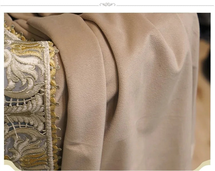 2025 Custom Curtain New Modern Luxury European Thick Velvet Embroidery Yarn Cloth Blackout Curtain for Living Room Bedroom