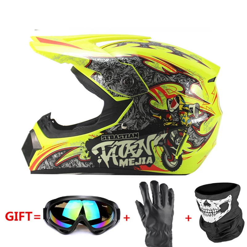 Professional Racing Casco Moto Off Road Helmet ATV Dirt Bike Downhill MTB DH Capacete Motocross Helmet With Mask Gloves Glasses