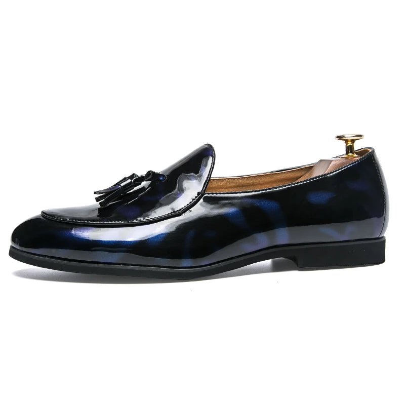 Tassel Leather Oxfords Shoes Men Loafers Casual Slip on Men Dress Shoes Italian Graceful Wedding Party Shoes Men Moccasins Black