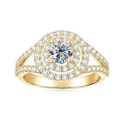 New Luxury Wedding Engagement Gift & Party Jewelry 14K Gold Filled Round 5.25mm 0.5CT Cubic Zirconia Classic Bifurcated Arm Ring