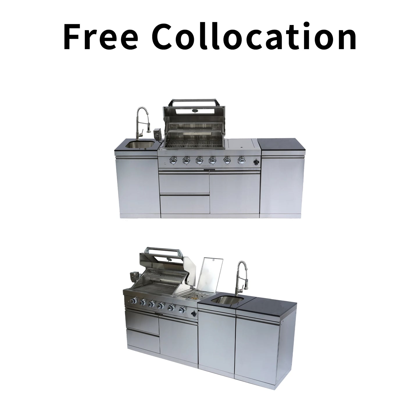 Stock in USA Warehouse 304 Stainless Steel Natural Propane Gas BBQ Grills Outdoor Kitchen Cabinets for Garden