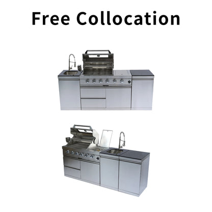 Stock in USA Warehouse 304 Stainless Steel Natural Propane Gas BBQ Grills Outdoor Kitchen Cabinets for Garden