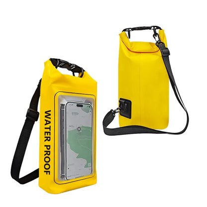 Sinodiving Supplier 2L Roll Top Floating Waterproof Phone Pouch Shoulder Dry Bag Touch Screen for Hiking Camping Surfing Black