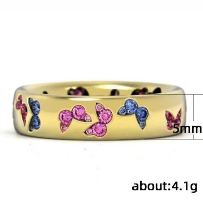 Butterfly Gemstone Rings For Women Lab Created Cubic Zirconia Pave Setting Fashion Jewelry Gift Ring H111