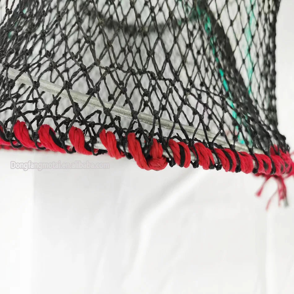 Factory Wholesale Black PE Net Foldable Crab Pot Shrimp Trap with Double Knot Agricultural Tools Fishing Cage Nylon Material