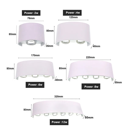 2W 4W 6W 8W 10W 12W  LED Wall Light Outdoor Waterproof Modern Nordic style Indoor Wall Lamps Living Room Porch Garden Lamp