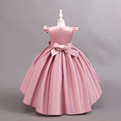 Girls Ready Made New Style Fashion Sleeveless Children Wedding Party Dresses Flower Puffy Frocks