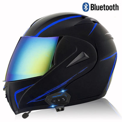 Carbon Fiber Pattern Electric Scooter Motorcycle Blueto0th Wireless Headphone Speaker Open Face Double Lens Full Face Helmets