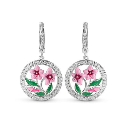 Romantic Flower Drop Earrings For Women Silver Plated Crystal Rhinestone Round Brilliant Cut Party Jewelry Fashion Dangle