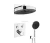 2 Way Built in Wall Concealed Mount Chrome Plated Brass Rainfall High Pressure Douche Square Thermostatic Shower Set