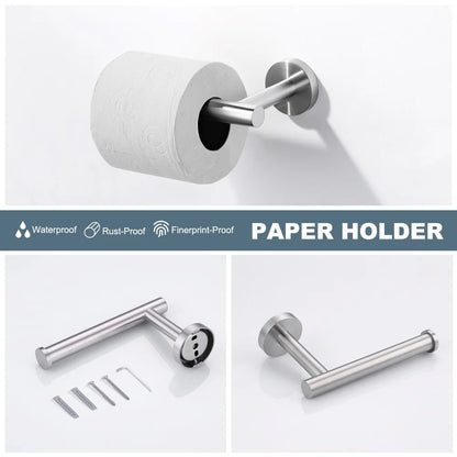 3 Pieces Brushed Nickel Bathroom Hardware Set Towel Ring Toilet Paper Holder Towel Hook, Wall Mounted Bathroom Accessories Set