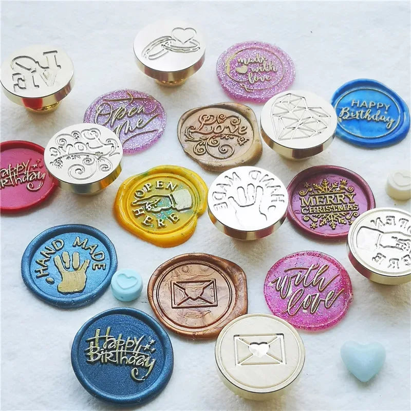 Greeting stamp with love thank you happy birthday christmas handmade Wax Seal Stamp Retro Antique Sealing Wax baby friend gifts