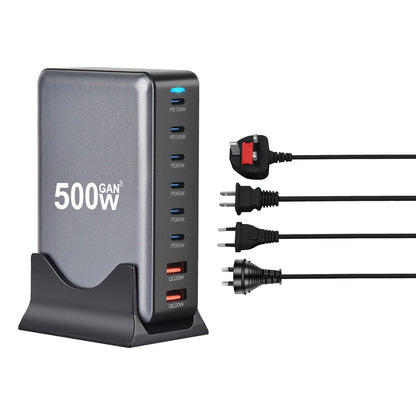 New 500w 8 Ports Gan Multi-function Desktop Charger Us Eu Uk Au Adapter Fast Charger for Laptop Mobile Phone 6C2A  Power Adapter