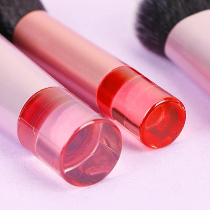 Travel Makeup Brush Set With Premium Synthetic Kabuki Powder Foundation Concealer and Lips Brush Kit for Travel Angled Brush