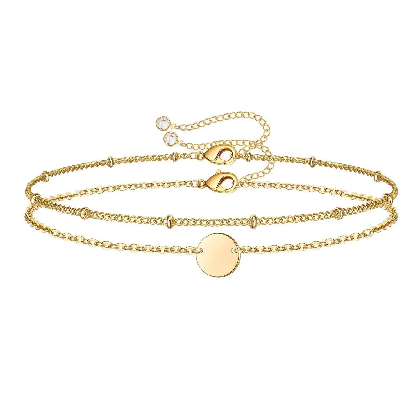 Luxury Hypoallergenic Women Bracelet Stainless Steel 18K Gold Multi-layer Bracelet with Adjustable Chain Daily Wear