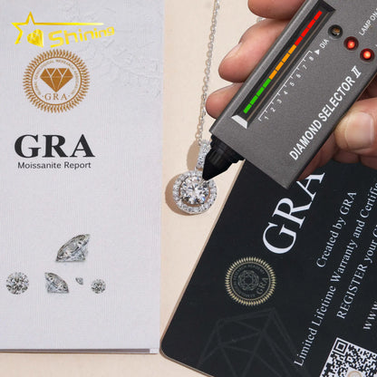 USA Warehouse Large Stock GRA Certificate 925 Sterling Silver 1CT Brilliant Cut VVS Moissanite Diamond Women Necklace