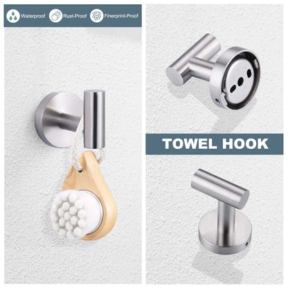 3 Pieces Brushed Nickel Bathroom Hardware Set Towel Ring Toilet Paper Holder Towel Hook, Wall Mounted Bathroom Accessories Set