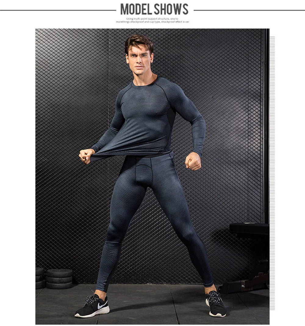 Men's Thermal Underwear Set MMA Tactics Leggings Solid Color Costume Compress Fitness Long Johns Men Winter Brands  Men