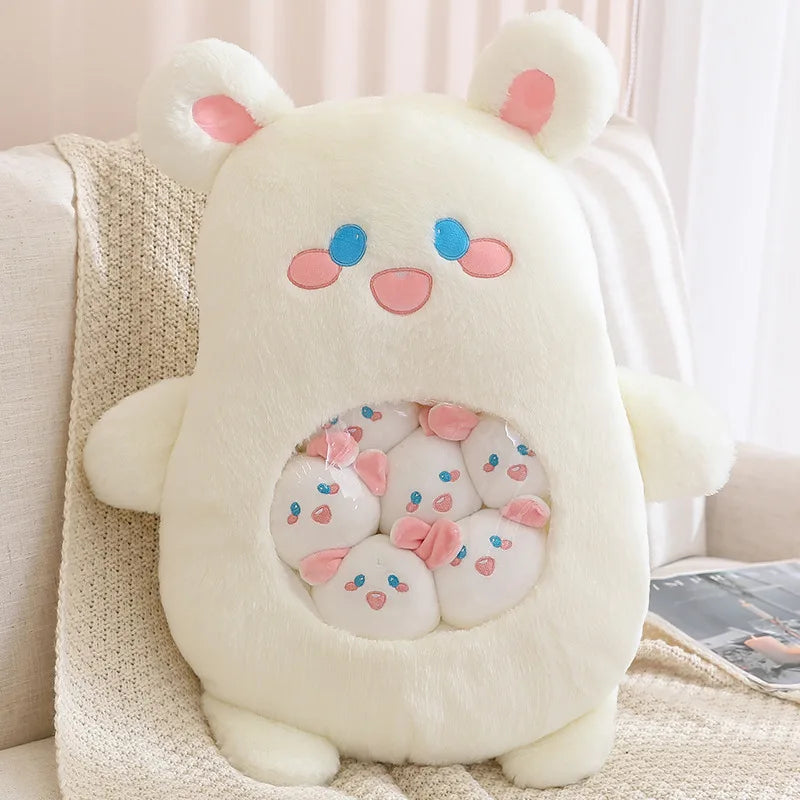 Cute Animal With Little Baby Small Toys Snacks Throw Pillow Rabbit Dinosaur Bear Stuffed Cushion Koala Plushies