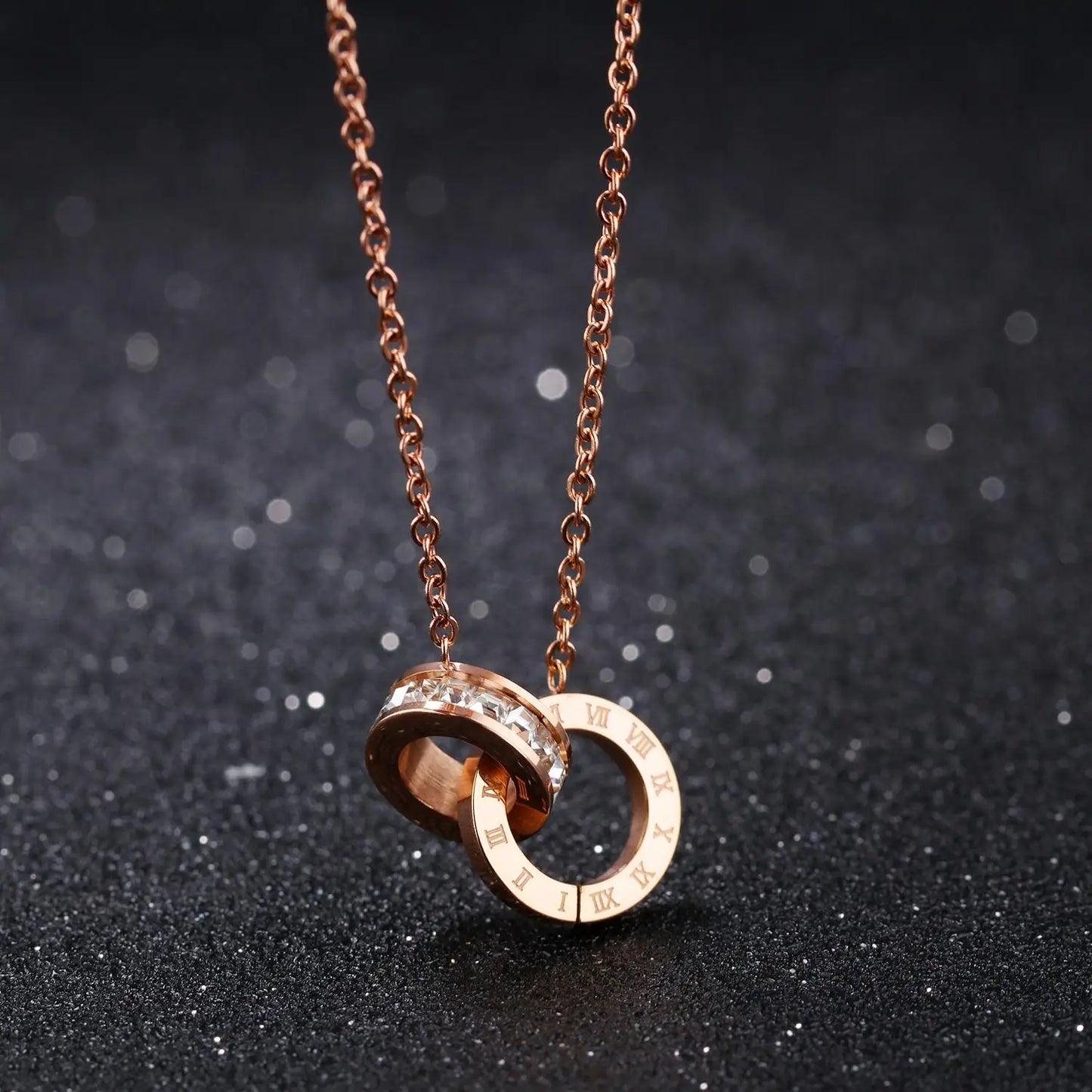 AAA Zircon Stone Stainless Steel Pendant Necklace Non-fading Simple Light Luxurious Clavicle Necklace for Women Gift