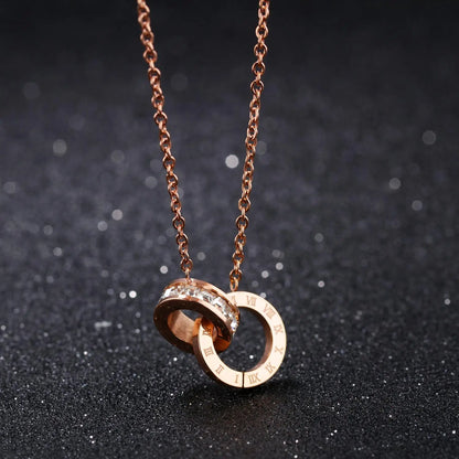 AAA Zircon Stone Stainless Steel Pendant Necklace Non-fading Simple Light Luxurious Clavicle Necklace for Women Gift
