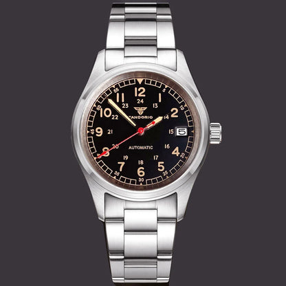 36mm Tandorio NH35 Automatic Men Watch Diver Movt 20Bar Waterproof Wristwatch Big Crown Leather Band Men's Wristwatch