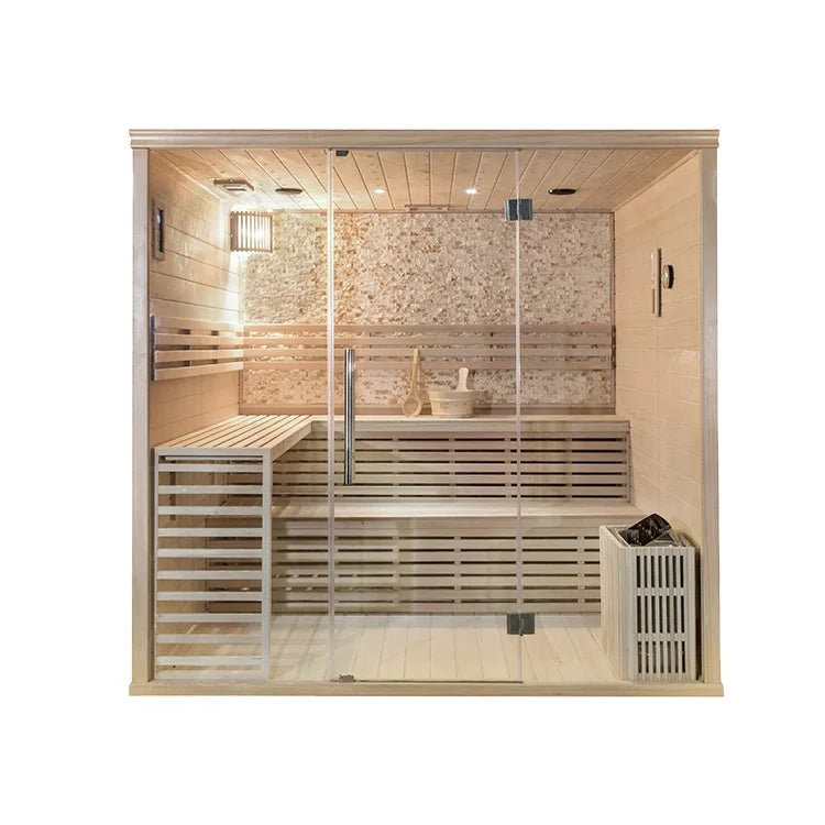 6 Person Portable Cedar Infrared Sauna Cabin Finnish Barrel Steam With Ozone Sauna Function