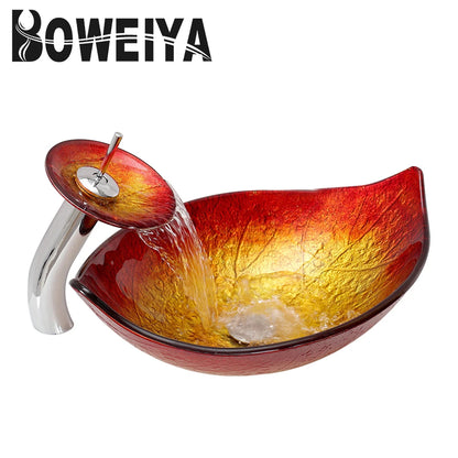 Hotel Washroom Decorative Leaf Shape Vessel Sink Modern Basin