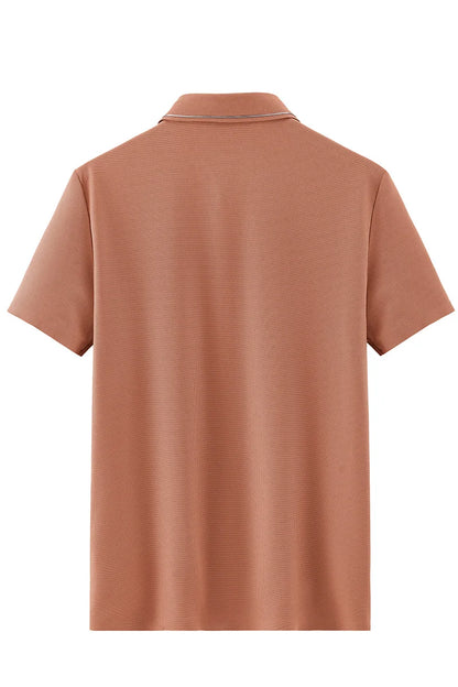 ANSZKTN 2025 Men New High-quality Ice Silk Seamless T-shirt Polo Shirt Solid Color Lapel Top