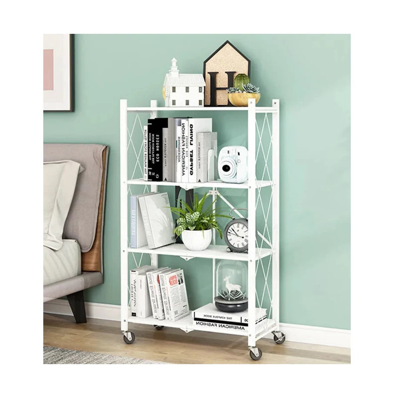Folding Shelf 5 Layer Metal Storage Rack for Kitchen Bathroom
