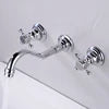 Double Handle Three Holes Bathroom Faucet Black Bronze Home Improvement Accessories Brass Bathroom Faucet 360 Rotation Crane