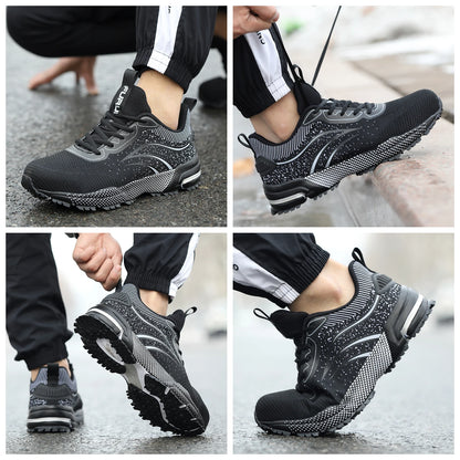 JIANKUN ASTM CE Lightweight Men's Work Snaker Safety Shoes Comfortable Breathable Mesh Non-Slip Steel Toe Fashion Trainers