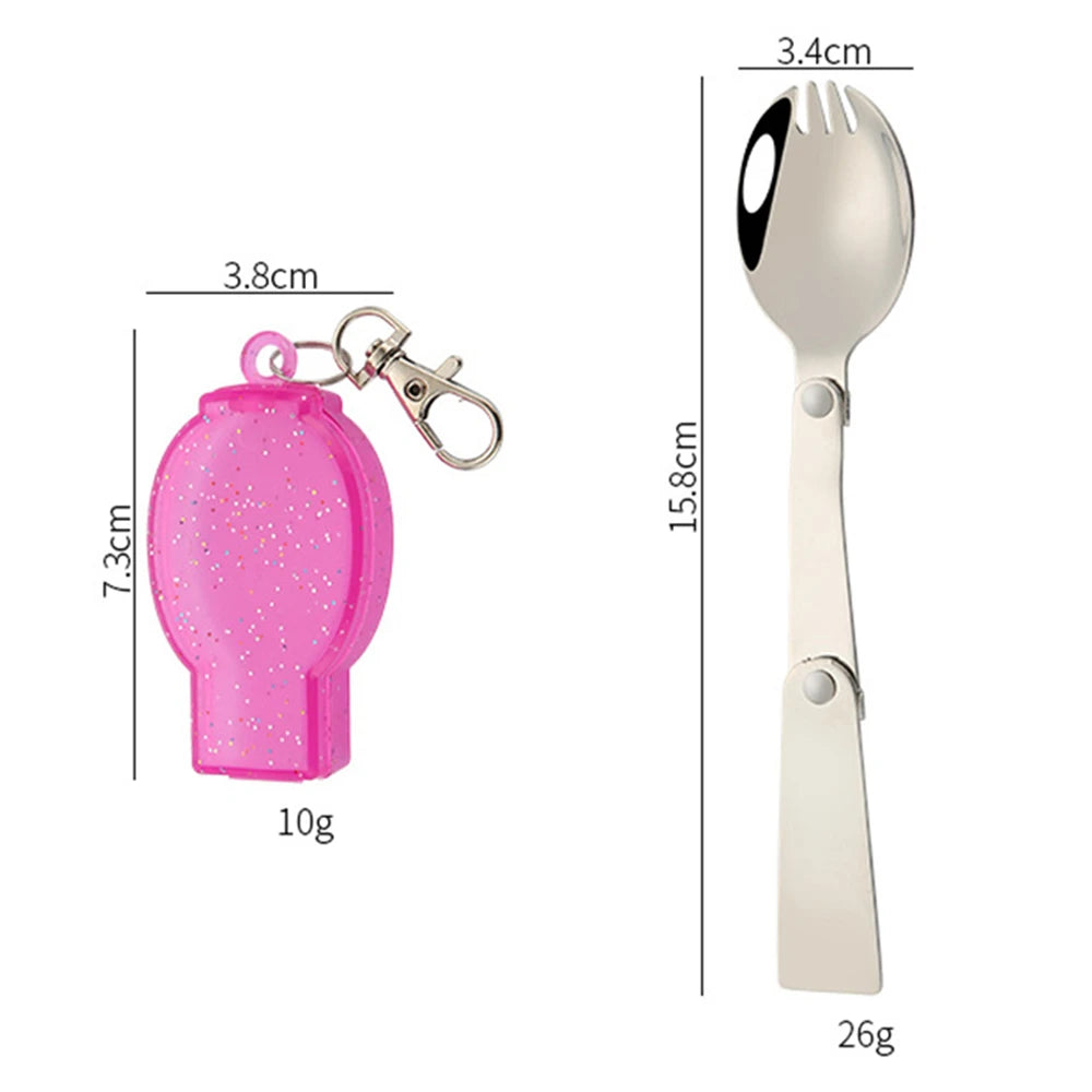 Outdoor Folding Travel Camping Utensil Stainless Pocket Spoon Fork Light Small Foldable Spoon Fork Camping Picnic Tool Tableware
