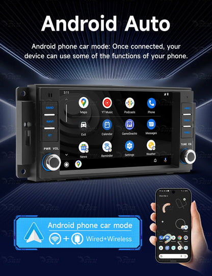 BQCC 2DIN 7" Carplay Touchscreen Car Radio Reversing Aid Built-in Speaker for for Jeep Wrangler/Dodge/Chrysler Dashboard Mount