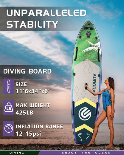 ESUP 350 extra Wide  Inflatable Paddle Board for Beginner  US Warehouse 430 Lbs Capacity Stand up Paddleboards  for Family