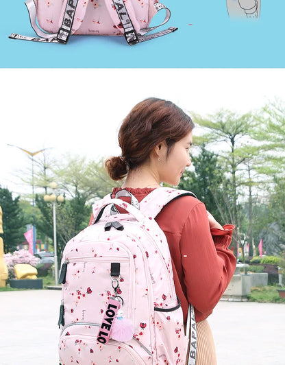 Cherry blossoms elementary school backpack for girls black pink floral bookbag fashion school bags for girls cute flower bookbag