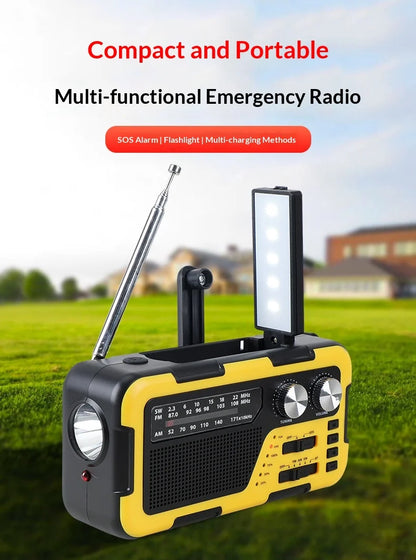 4000mAh Weather Emergency AM/FM Radio Noodradio Emergency Hand Crank Solar Charging Flashlight Survival Kit Gear Electronics