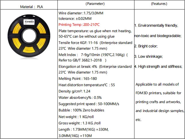High Quality 1kg PLA 1.75mm New Condition 3D Printer Filaments for Home Use Printing Shops Restaurant Hotels  Printing  Filament