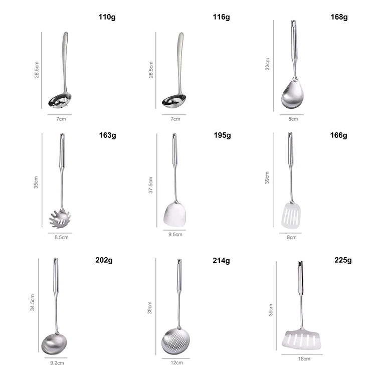 9Pcs High Quality Stainless Steel Kitchen Utensils Set Cooking Tools Restaurant Stainless Steel Kitchen Tools Cooking Equipment