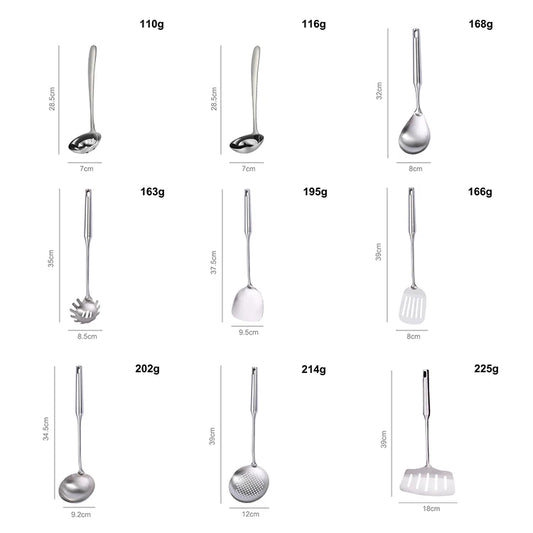 9Pcs High Quality Stainless Steel Kitchen Utensils Set Cooking Tools Restaurant Stainless Steel Kitchen Tools Cooking Equipment