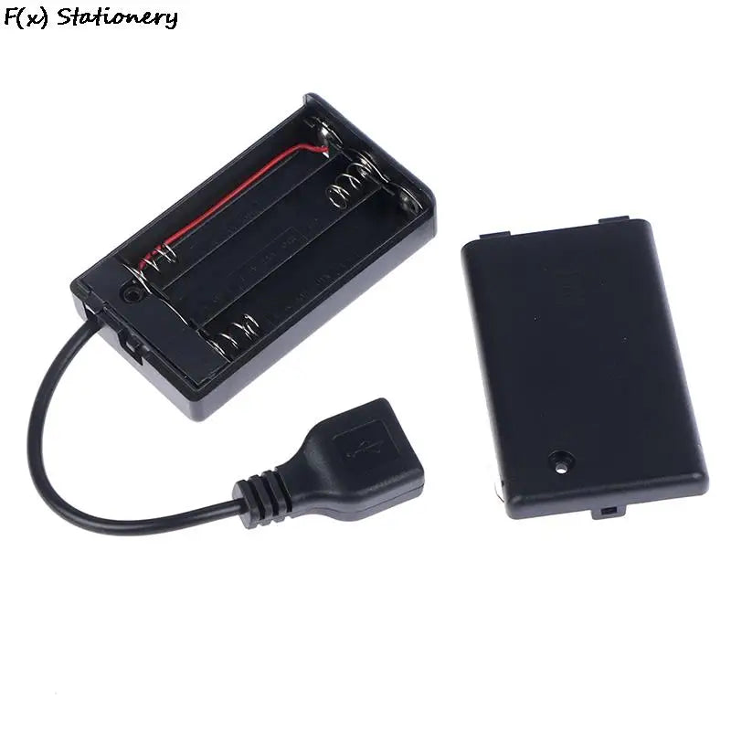 DC4.5V Portable Mini AAA Battery Holder Storage Box Case USB Power Supply Battery Box 65x45x15mm