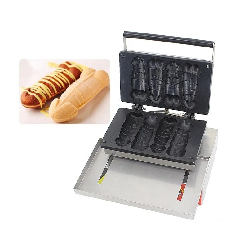 Snack Food Machine 4 Piece Penis Shape Waffle Maker Hot Dog Making Baker for Sale